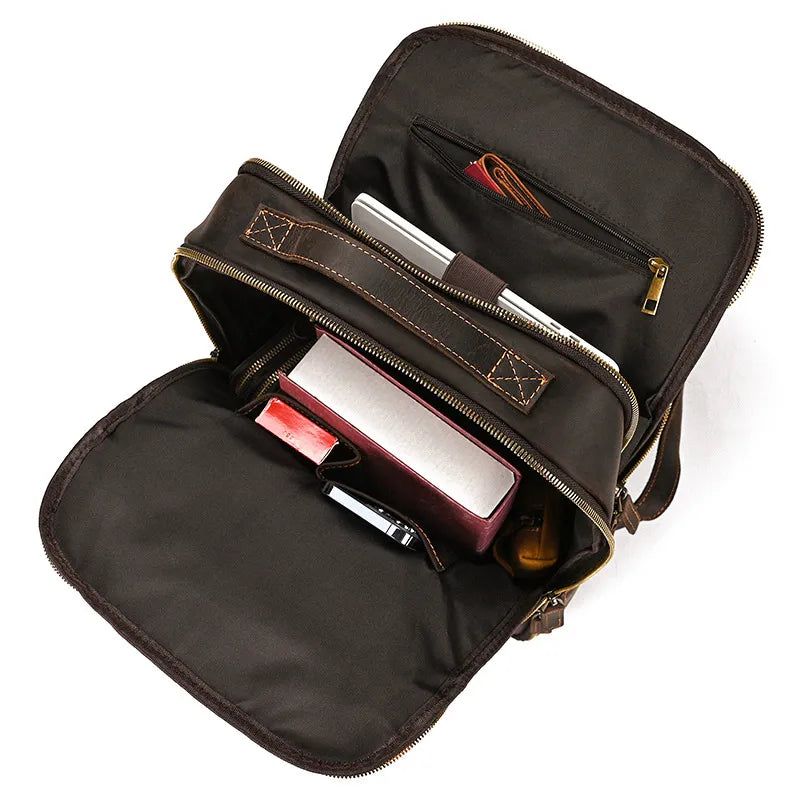 Leather Backpack for Men ⎜ Stylish Outdoor Carrier with Large Storage Space