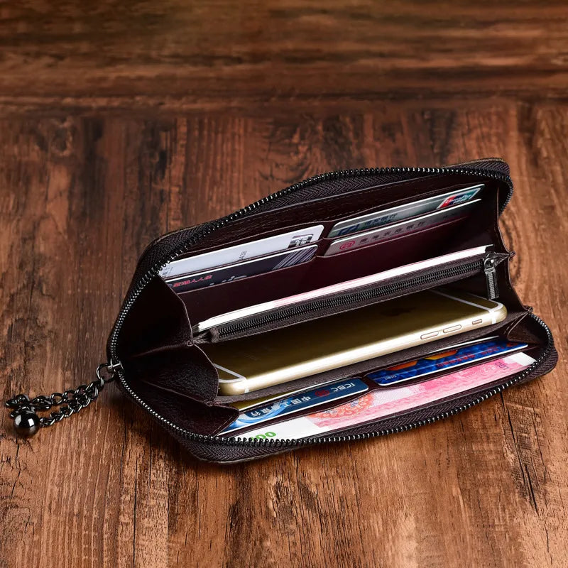 Women's Wallet with Zip ⎜ Retro Design with Floral Embossing and Practical Wrist Strap