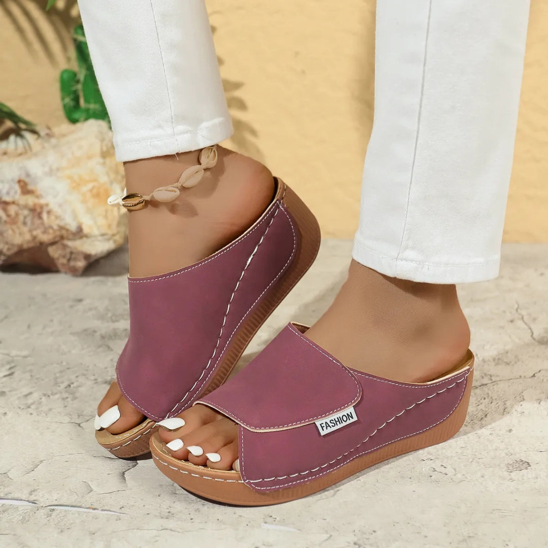 Summer Wedge Loafers for Women ⎜ Comfortable Mules with a Thick Heel and Simple Design for Everyday Wear