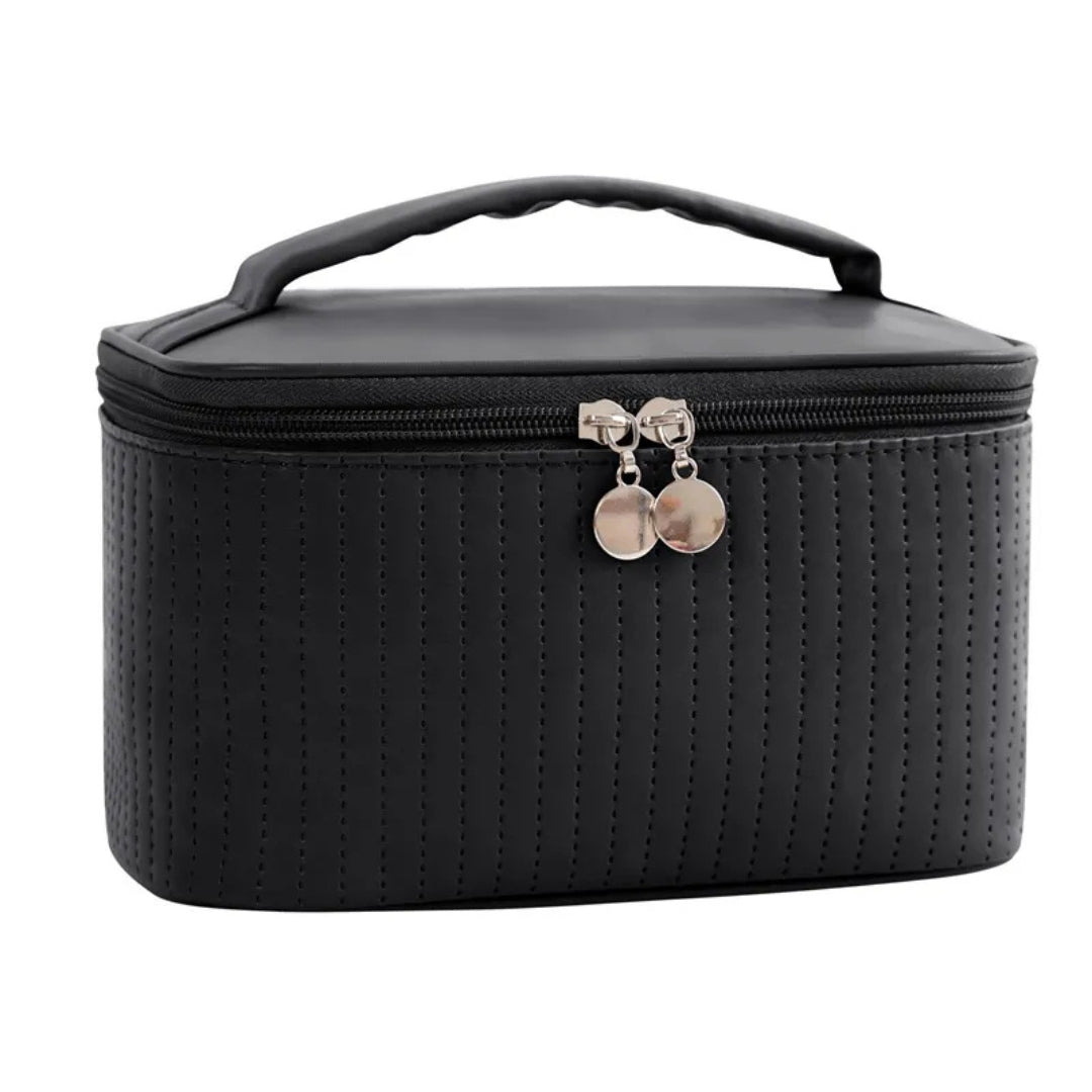 Cosmetics Bag for Women ⎜ Portable Travel Bag with Carrying Handle and Textured Surface for Make - Up