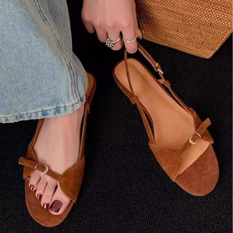 Flat Sandals for Women ⎜ Comfortable Summer Shoes with a Round Toe and Adjustable Strap