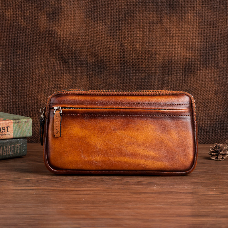 Leather Clutch for Men ⎜ Stylish Bag with Zip and Spacious Inner Compartment
