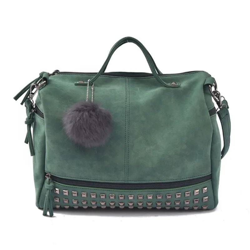 Shoulder Bag for Women ⎜ Practical Handbag with Studded Design and Decorative Pendant