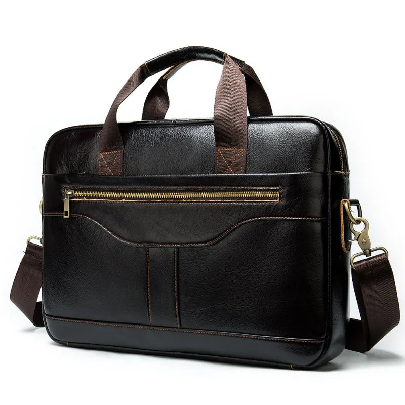 Real Leather Laptop Bag for Men ⎜ Vintage Briefcase with Practical Compartments and Robust Design