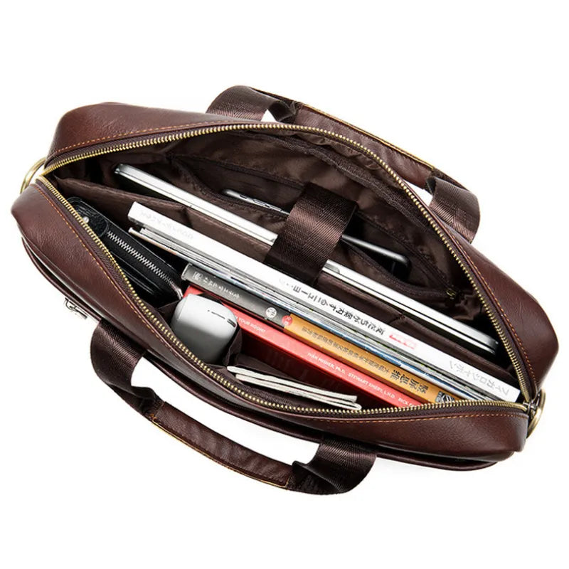 Real Leather Laptop Bag for Men ⎜ Vintage Briefcase with Practical Compartments and Robust Design