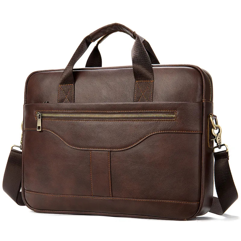 Real Leather Laptop Bag for Men ⎜ Vintage Briefcase with Practical Compartments and Robust Design