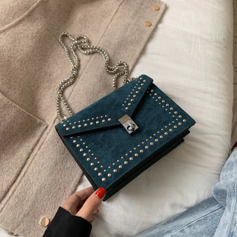 Shoulder Bag for Women ⎜ Stylish Bag with Stud Embellishment and Chain Strap