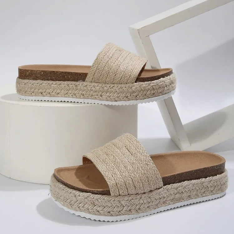Sandals for Women ⎜ Comfortable Shoes with a Hemp Rope Design and Muffin Sole for Summer