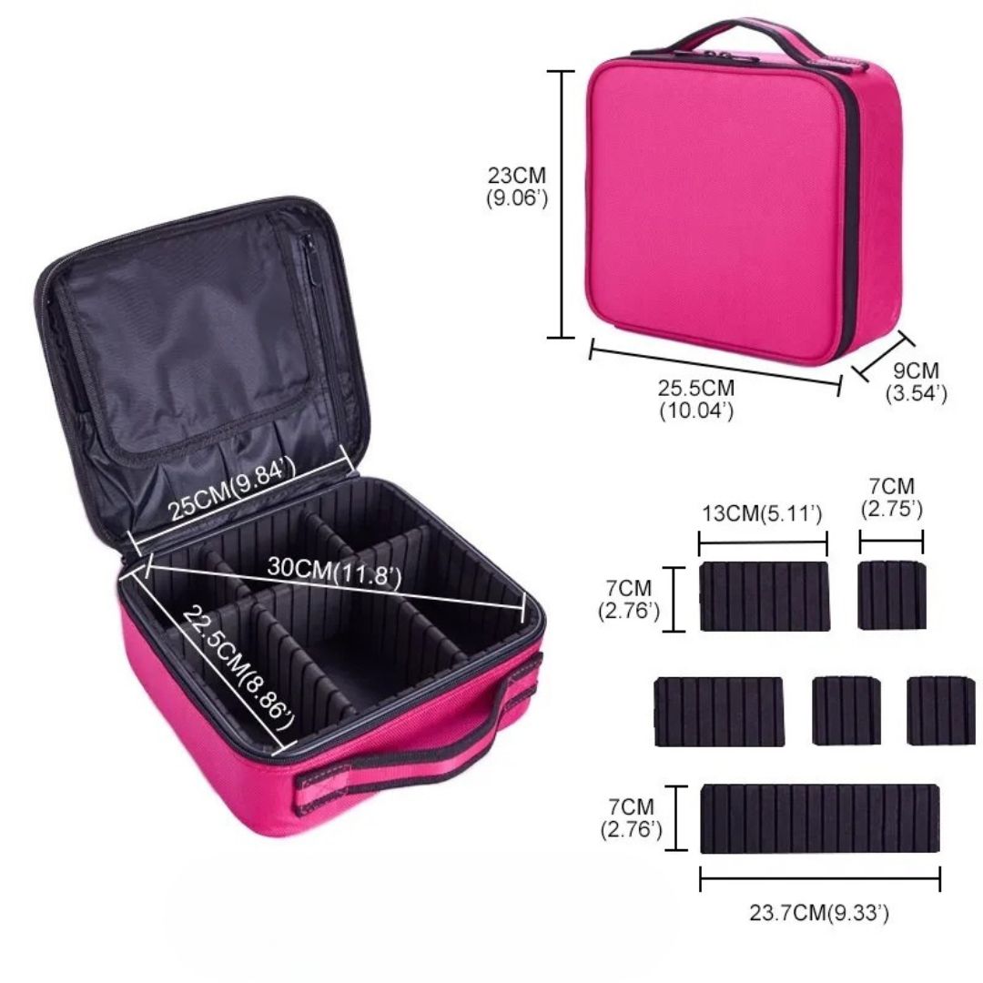 Cosmetics Bag for Women ⎜ Compact Travel Storage with Compartments and Practical Brush Holder