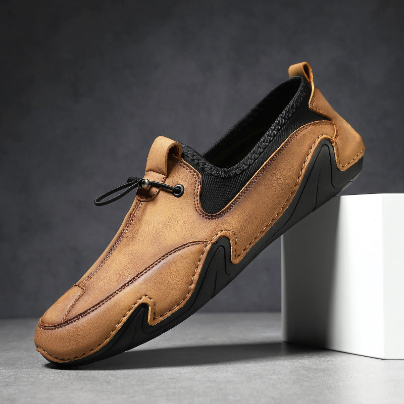 Men's Outdoor Slip - on Shoes ⎜ Comfortable Leather Trekking Shoes for Everyday Wear and Travelling