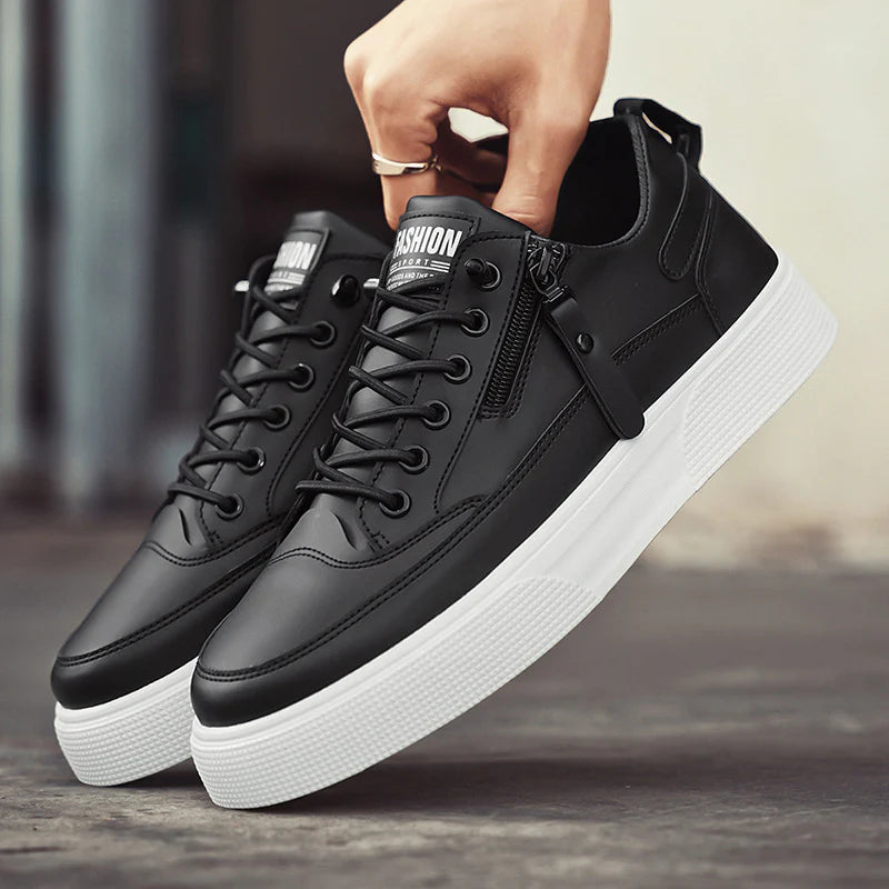 Men's Slip - on Sneakers ⎜ Comfortable Casual Shoes Made From Faux Leather with a Fashionable Zip Design