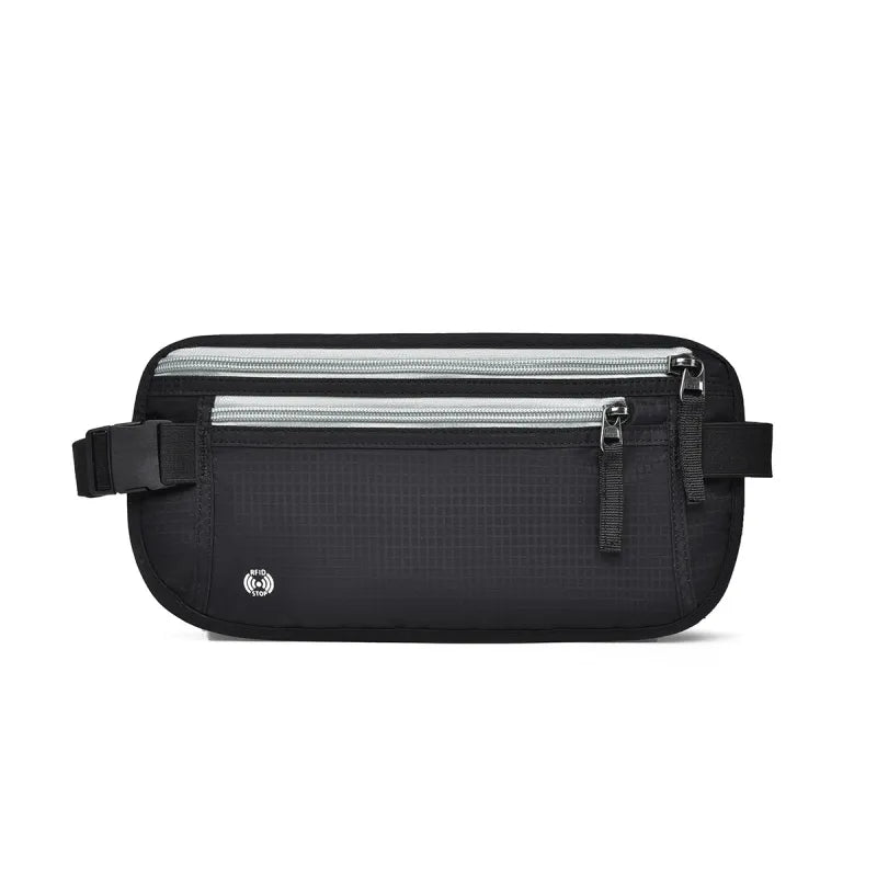 Rfid Bum Bag for Travelling ⎜ Flat Design with Concealed Compartment for Passport Money and Smartphone