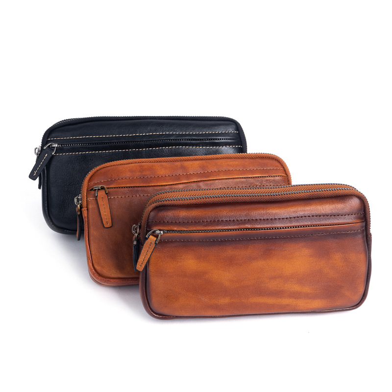 Leather Clutch for Men ⎜ Stylish Bag with Zip and Spacious Inner Compartment