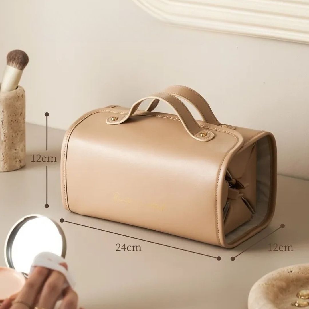Cosmetics Bag for Women ⎜ Foldable Design with Large Capacity and Removable Compartments for Travelling
