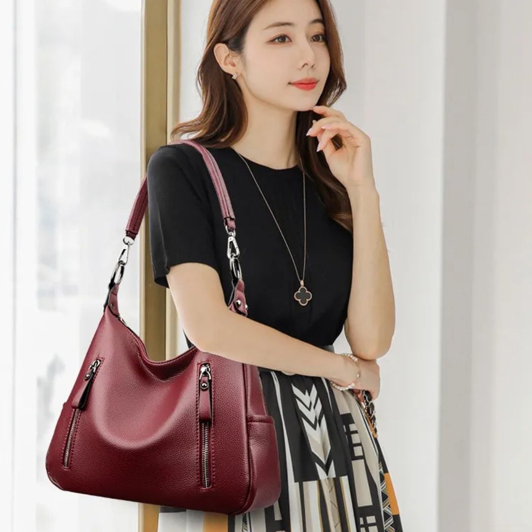 Fashionable Shoulder Bag for Women ⎜ Classic Handle Bag with Practical Zip Compartments
