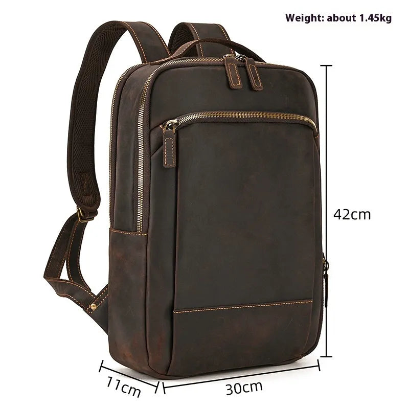 Leather Backpack for Men ⎜ Stylish Outdoor Carrier with Large Storage Space