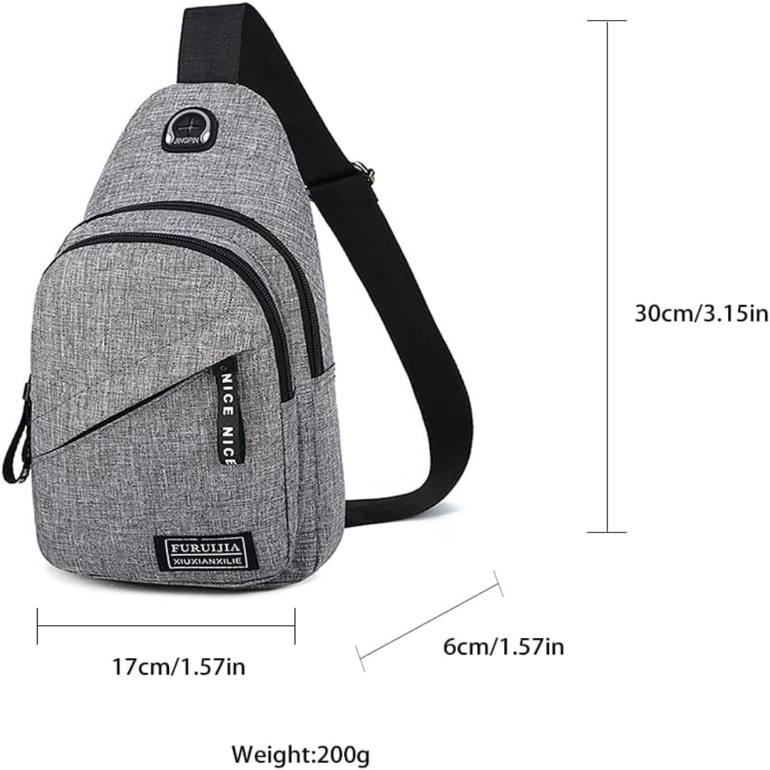 Shoulder Bag for Men ⎜ Lightweight Shoulder Bag Made of Oxford Fabric with Headphone Opening and Zip