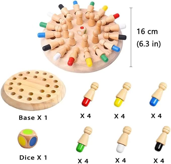 Memory Color Matching Game for Kids ⎜ Wooden Board Game to Improve Focus, Logic and Parent-Child Interaction