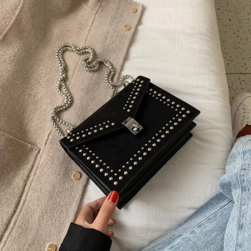 Shoulder Bag for Women ⎜ Stylish Bag with Stud Embellishment and Chain Strap