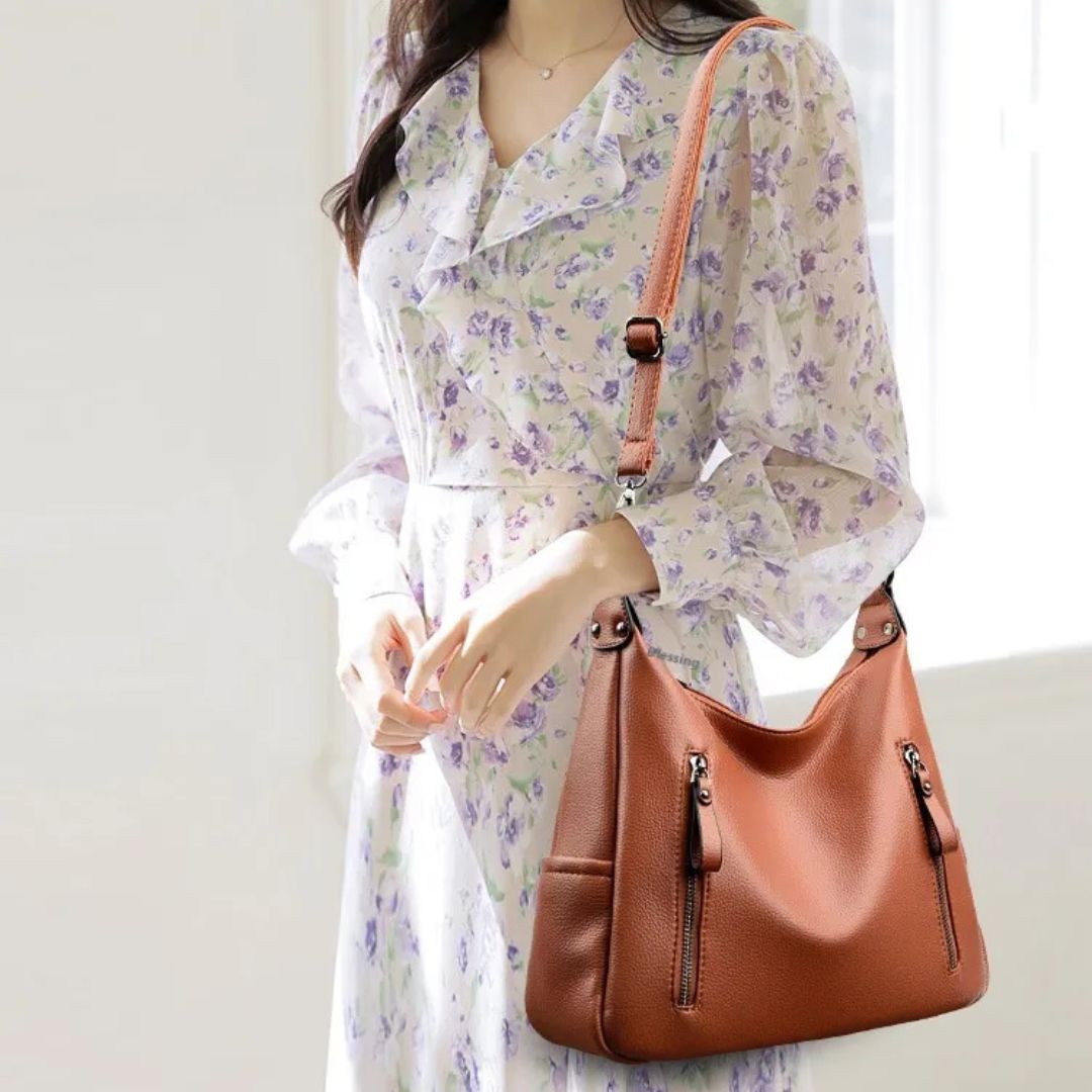 Fashionable Shoulder Bag for Women ⎜ Classic Handle Bag with Practical Zip Compartments