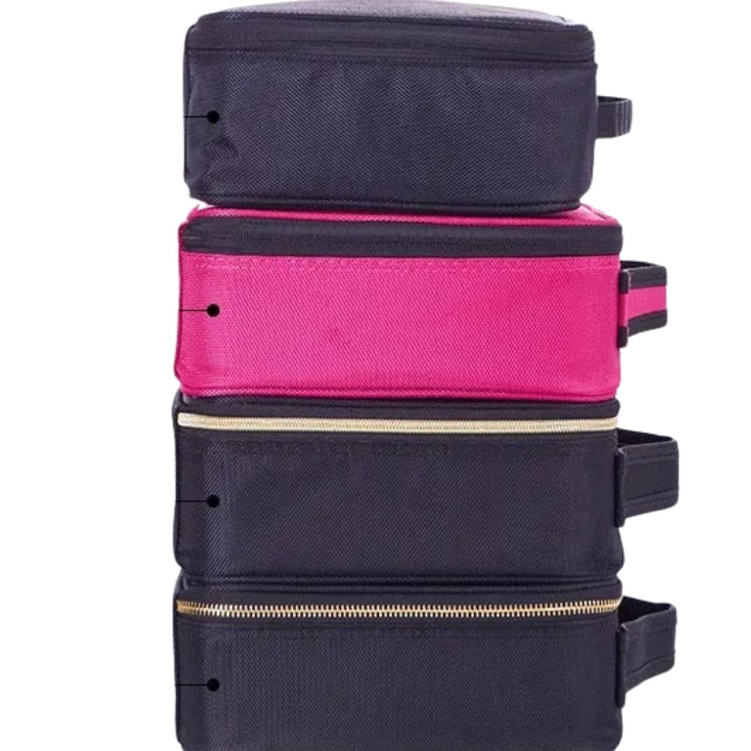 Cosmetics Bag for Women ⎜ Compact Travel Storage with Compartments and Practical Brush Holder