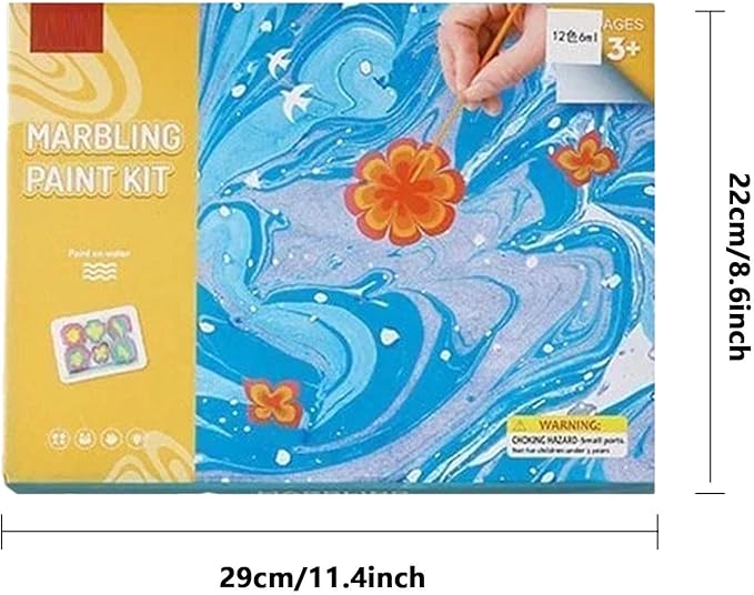 Marbling Paint Kit for Kids ⎜ Creative Water Art Set with Colors, Tools and Tray for Fun Painting and Learning