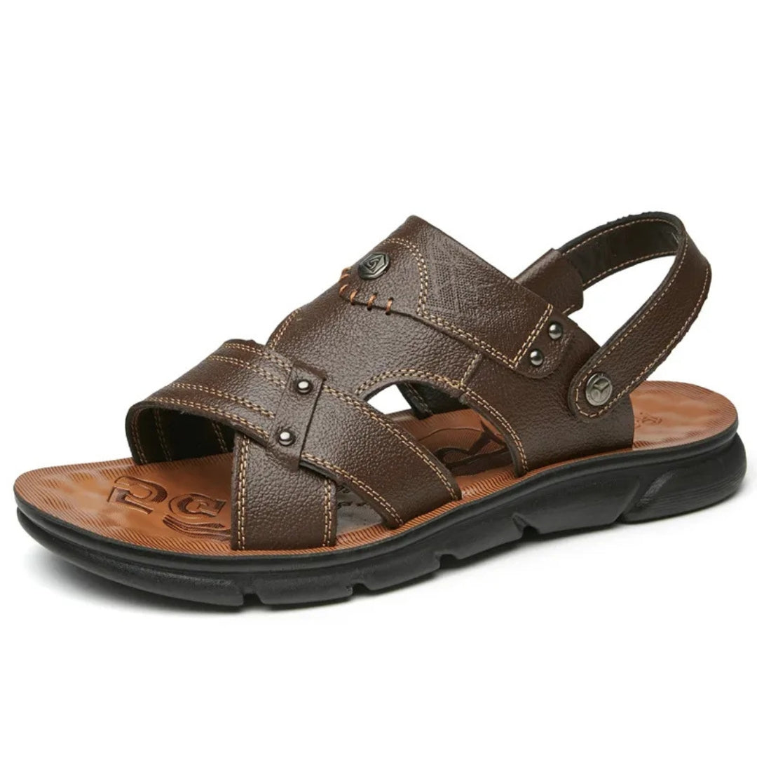 Leather Slippers for Men ⎜ Versatile Beach Sandals for Outdoor Activities