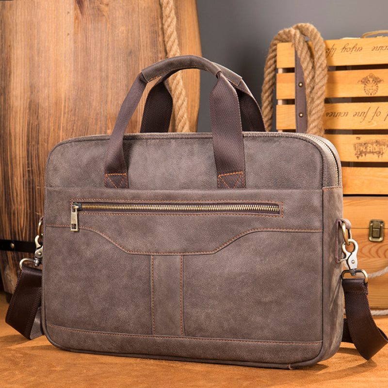 Real Leather Laptop Bag for Men ⎜ Vintage Briefcase with Practical Compartments and Robust Design