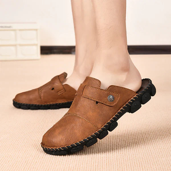 Summer Slip - on Shoes for Men ⎜handmade Casual Shoes with Fashionable Stitching for Outdoor and Everyday Wear