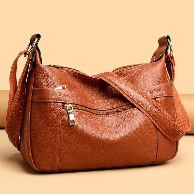 Real Leather Shoulder Bag for Women ⎜ High - Quality Shoulder Bag with Practical Zip Pockets