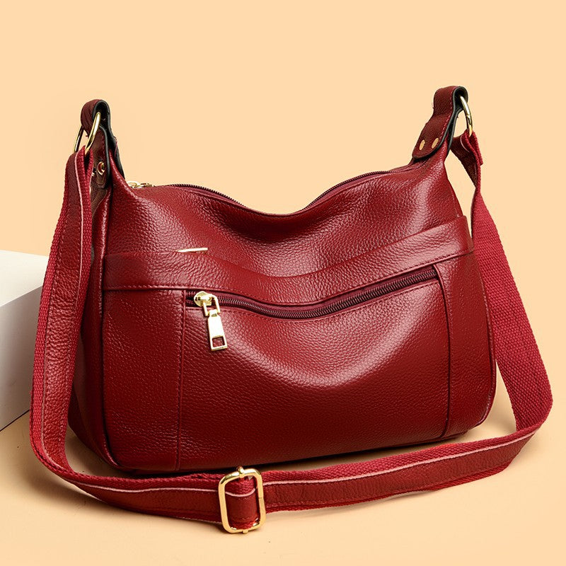 Real Leather Shoulder Bag for Women ⎜ High - Quality Shoulder Bag with Practical Zip Pockets