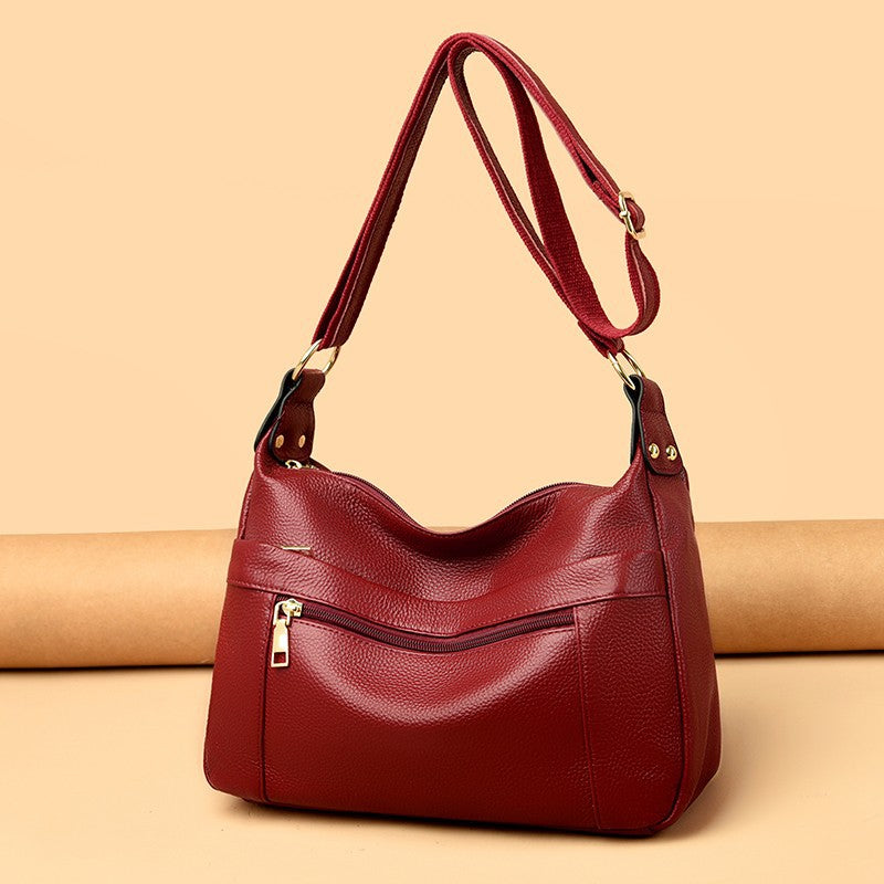 Real Leather Shoulder Bag for Women ⎜ High - Quality Shoulder Bag with Practical Zip Pockets