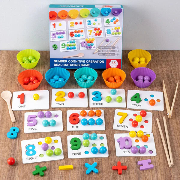 Montessori Math Puzzle for Kids ⎜ Educational Bead Matching Game for Number Recognition and Counting Skills