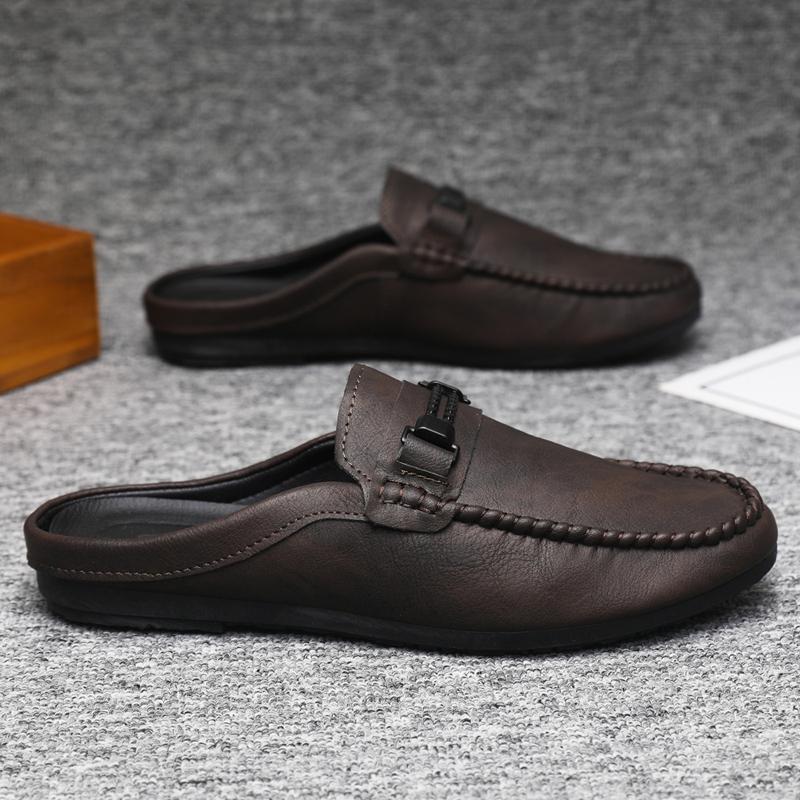 Men's Moccasins for Summer ⎜ Comfortable Leather Loafers with Adjustable Strap and Non - Slip Sole