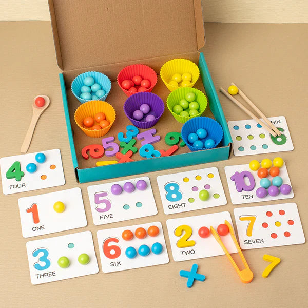 Montessori Math Puzzle for Kids ⎜ Educational Bead Matching Game for Number Recognition and Counting Skills