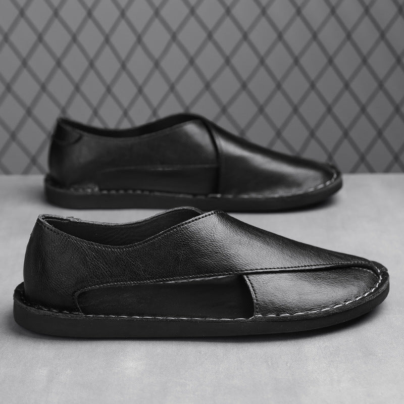 Leather Sandals for Men ⎜ Comfortable One - Pedal Beach Shoes Made From Breathable Genuine Leather