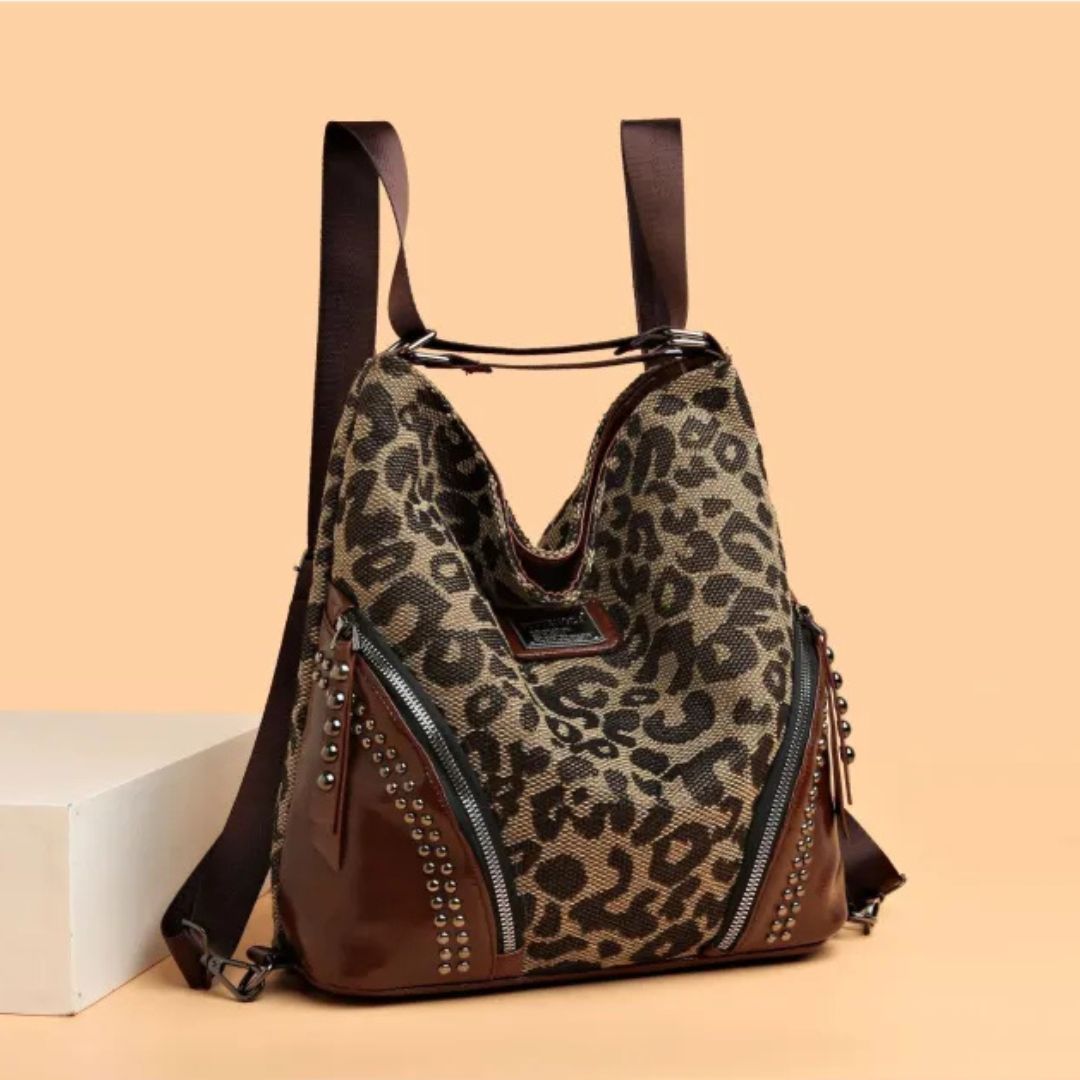 Leopard Print Shoulder Bag ⎜ Spacious Retro - Style Bag with Practical Compartments