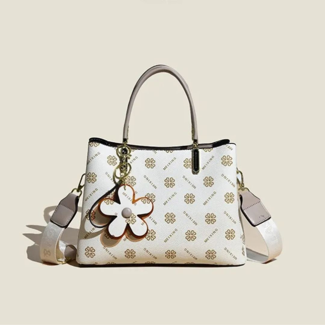Spacious Crossbody Bag for Women ⎜ Stylish Handbag with Flower Pendant and Adjustable Shoulder Strap