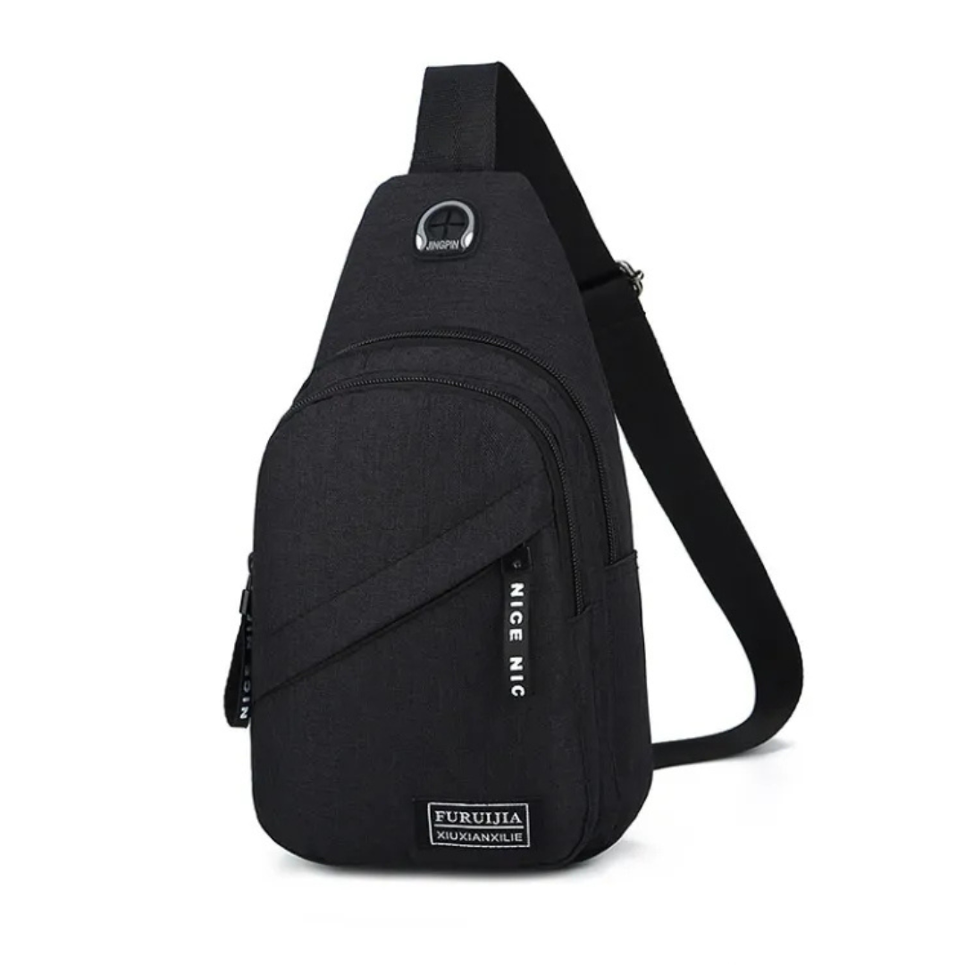 Shoulder Bag for Men ⎜ Lightweight Shoulder Bag Made of Oxford Fabric with Headphone Opening and Zip