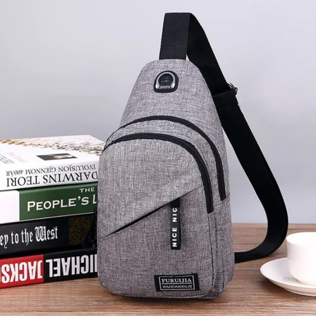 Shoulder Bag for Men ⎜ Lightweight Shoulder Bag Made of Oxford Fabric with Headphone Opening and Zip