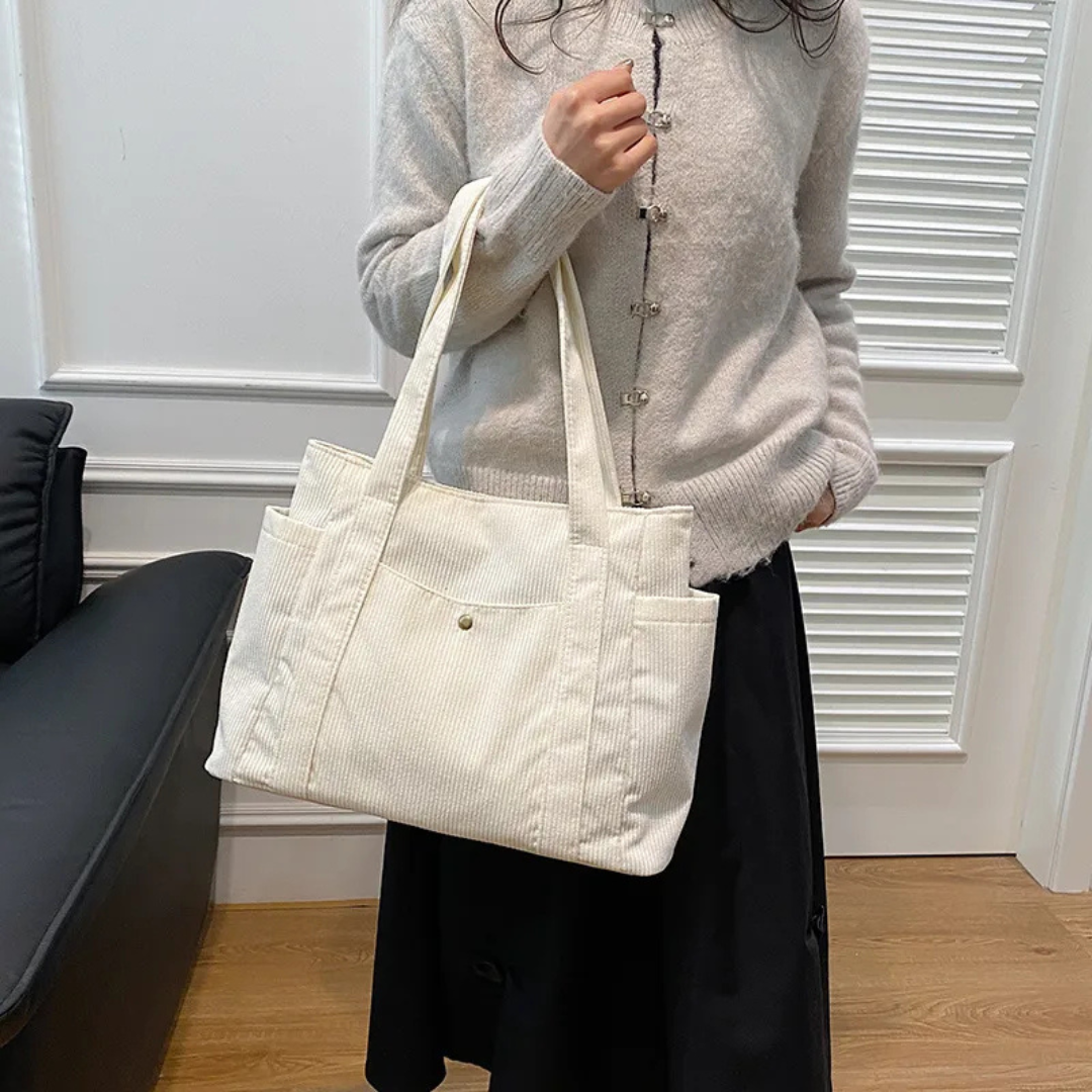 Tote Bag for Women ⎜ Spacious Corduroy Bag with a Modern Design and Practical Straps