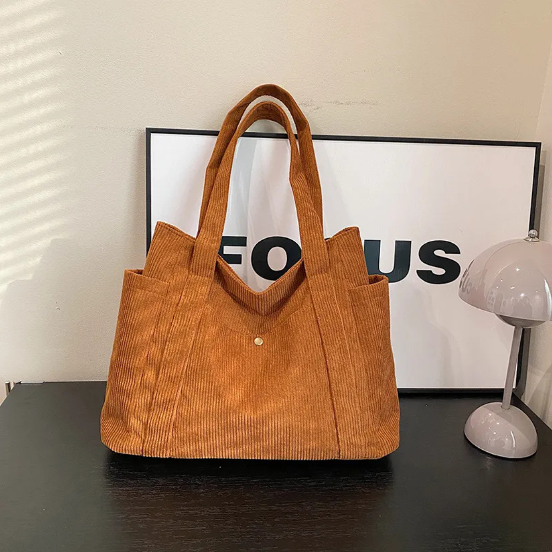 Tote Bag for Women ⎜ Spacious Corduroy Bag with a Modern Design and Practical Straps