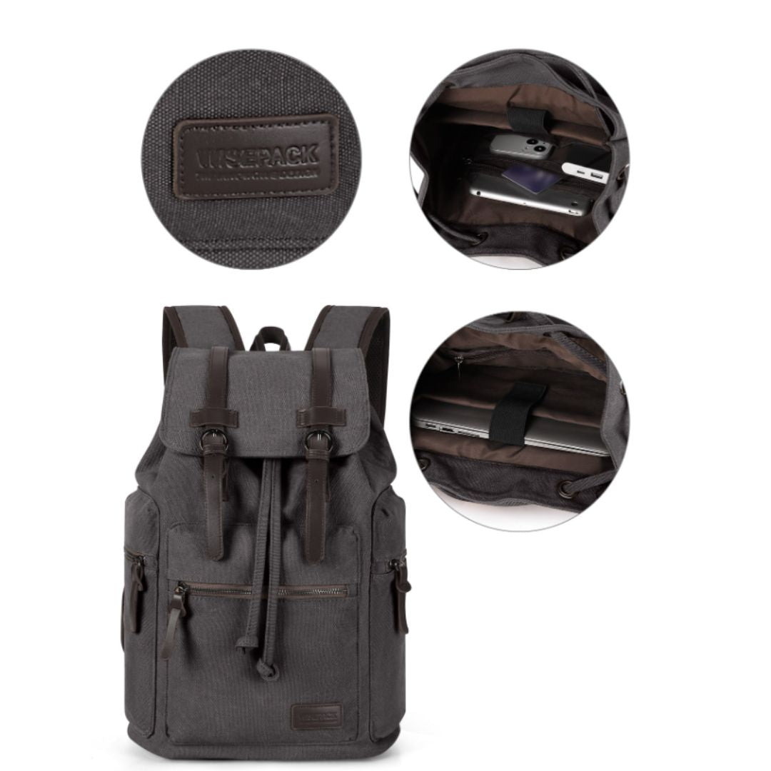 Retro Backpack for Men ⎜ Robust Canvas Backpack with Multiple Compartments for Everyday Use and Leisure
