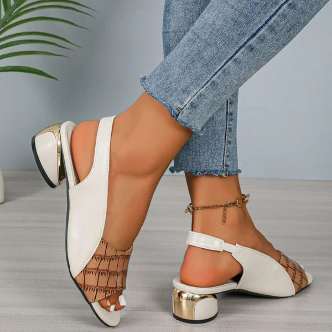 Women's Sandals with Open Toe ⎜ Ankle Strap and Comfortable Mid - High Heel for Everyday Wear & Leisure