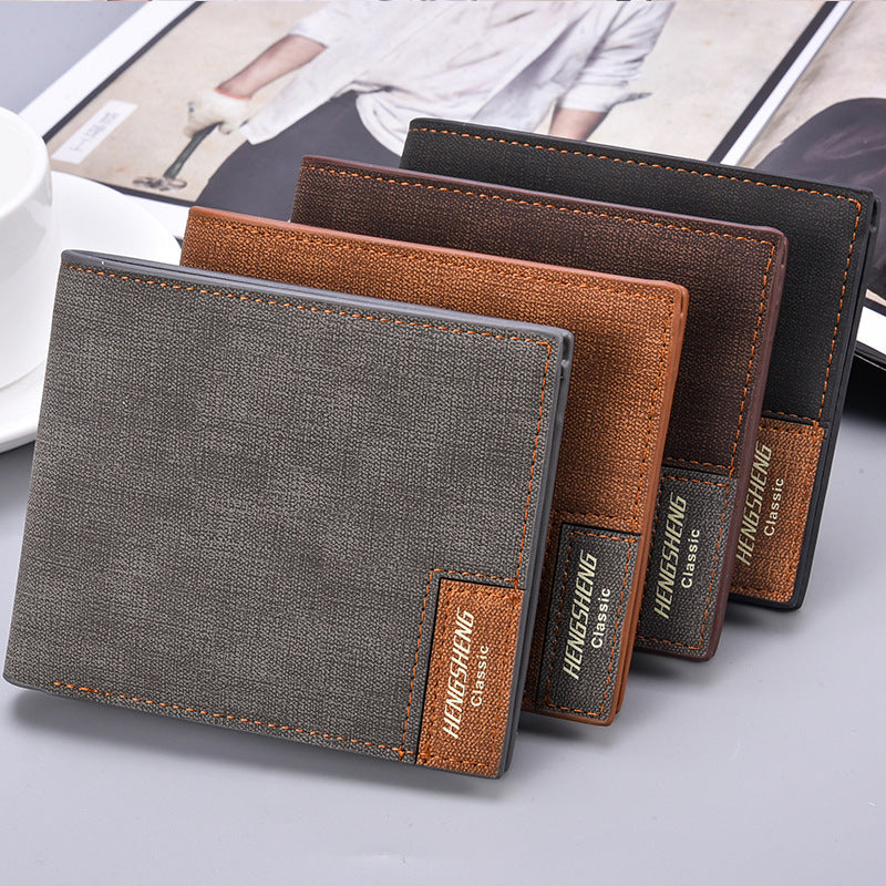 Men's Canvas Wallet ⎜ Slim Short Shape with Window and Space for Cards and Notes
