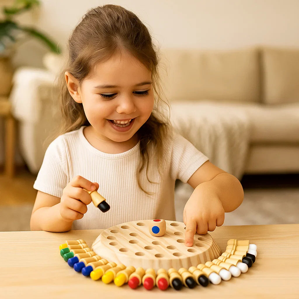 Memory Color Matching Game for Kids ⎜ Wooden Board Game to Improve Focus, Logic and Parent-Child Interaction