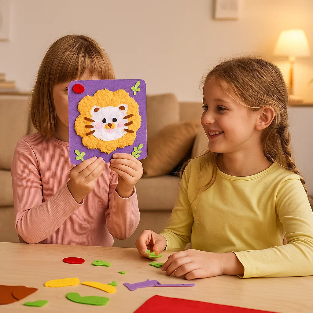 DIY Animal Craft Kit for Kids ⎜ Creative Handmade Material Set with Cartoon Stickers for Fun Learning and Play