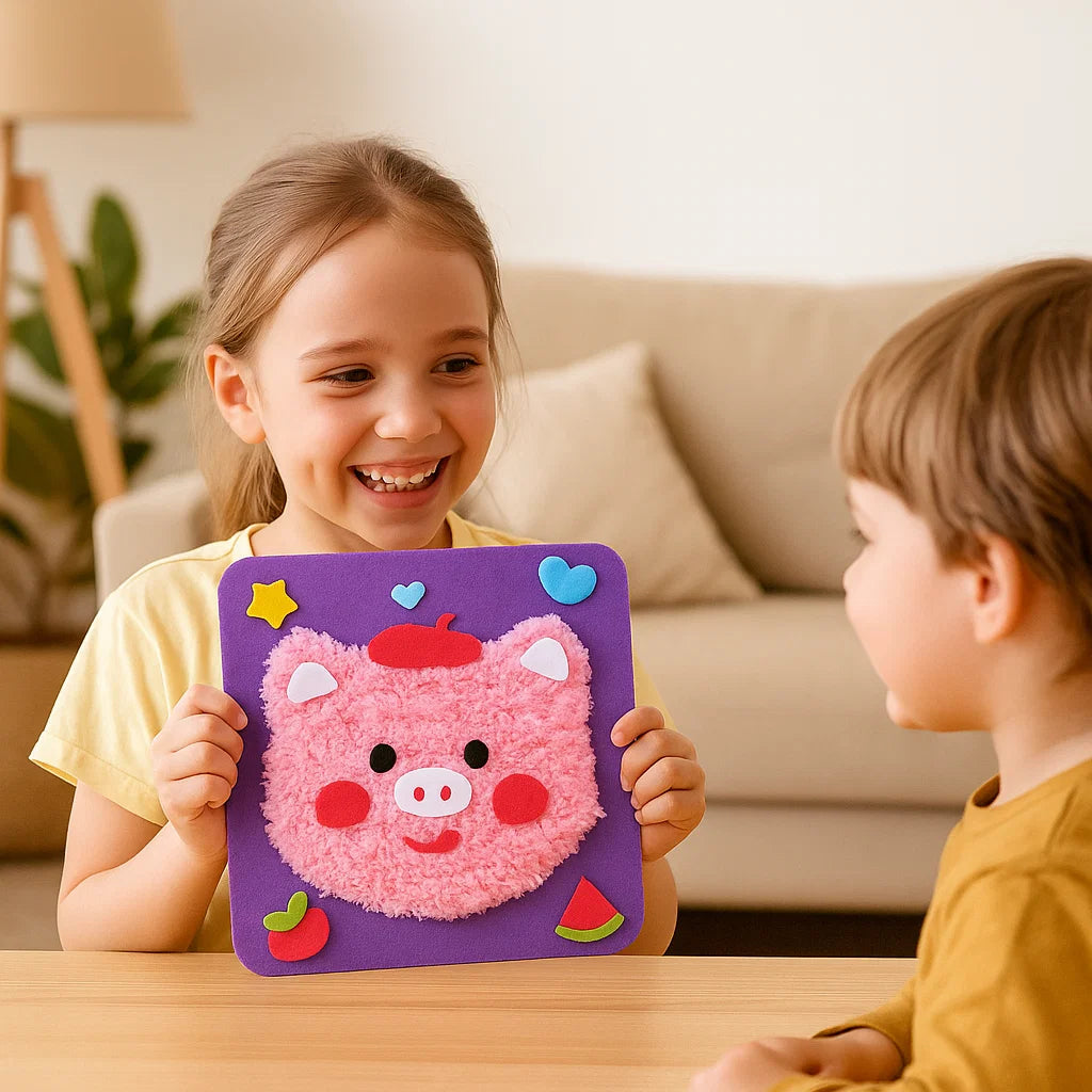 DIY Animal Craft Kit for Kids ⎜ Creative Handmade Material Set with Cartoon Stickers for Fun Learning and Play