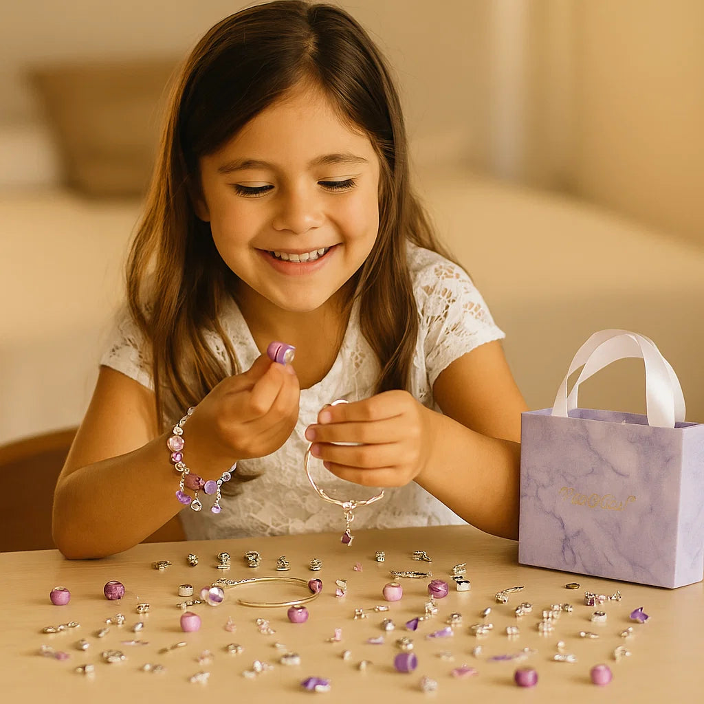 DIY Charm Bracelet Making Kit ⎜ Jewelry Craft Set with Beads and Pendants in Gift Box for Girls