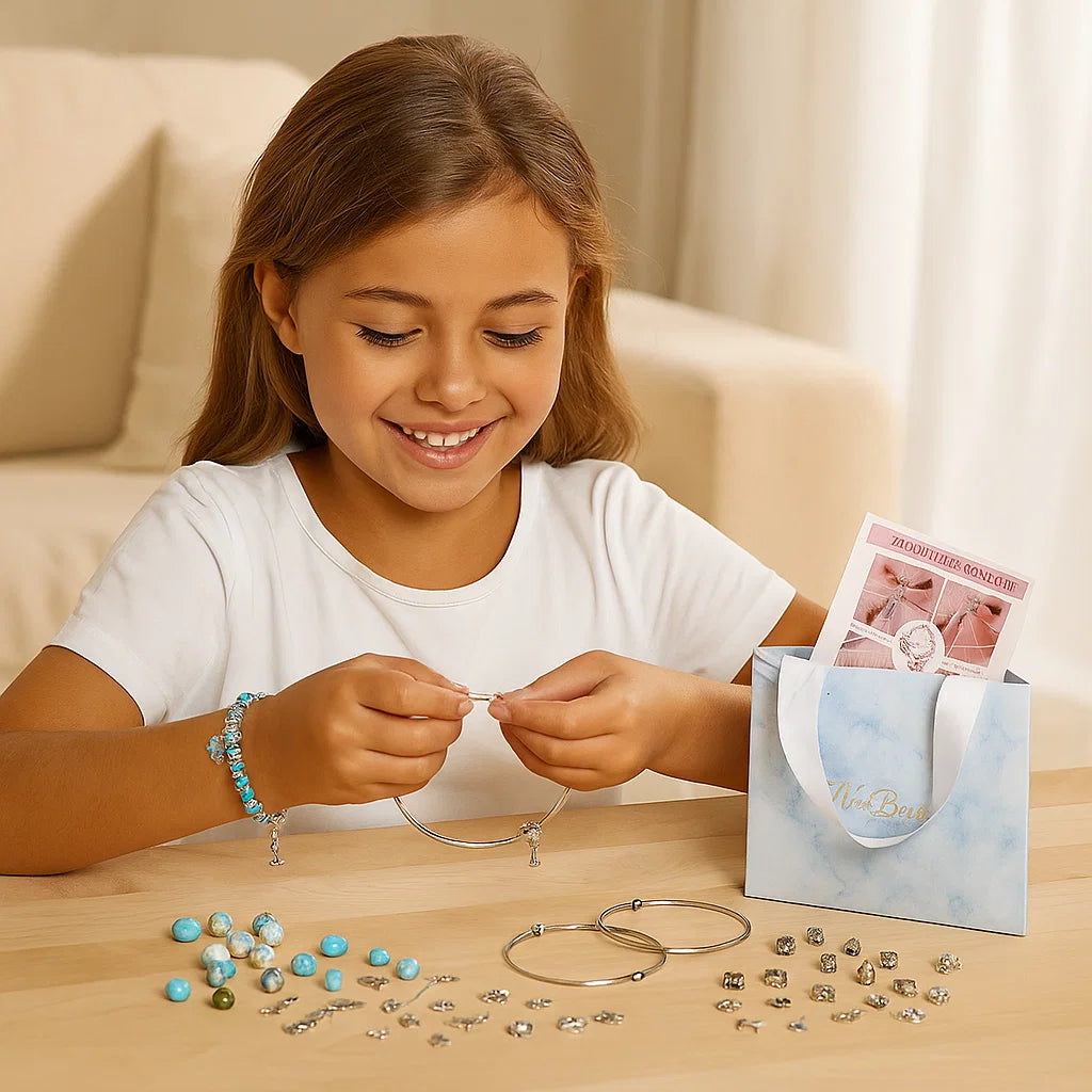 DIY Charm Bracelet Making Kit ⎜ Jewelry Craft Set with Beads and Pendants in Gift Box for Girls
